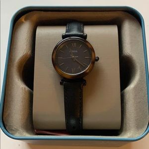 NWT FOSSIL Black Tortoise Shell Watch
